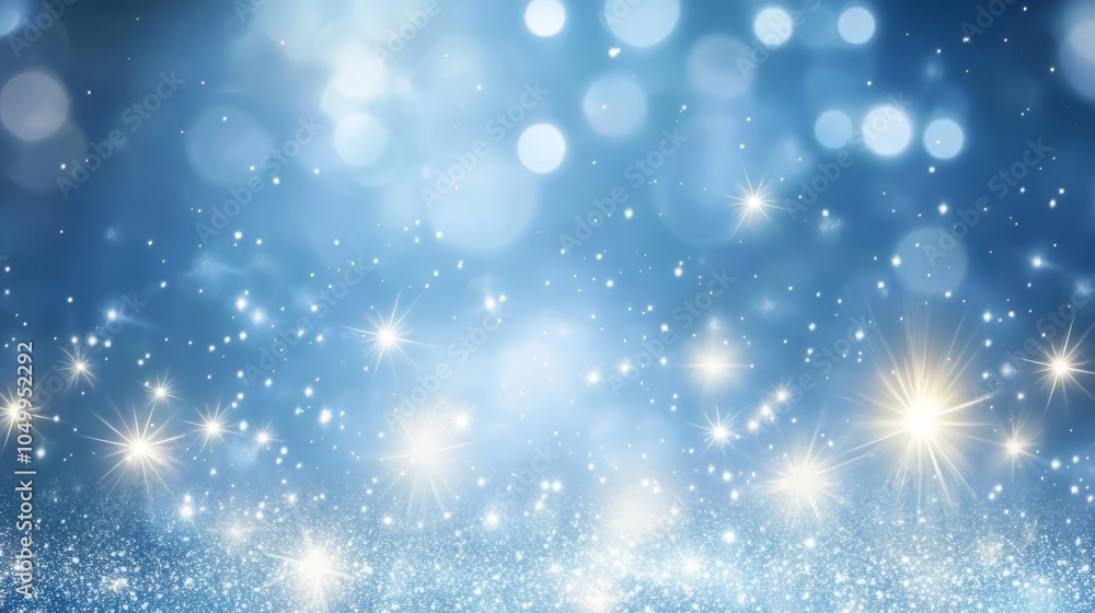 Poster a mesmerizing light blue background adorned with shimmering snow dots that beautifully create a capt