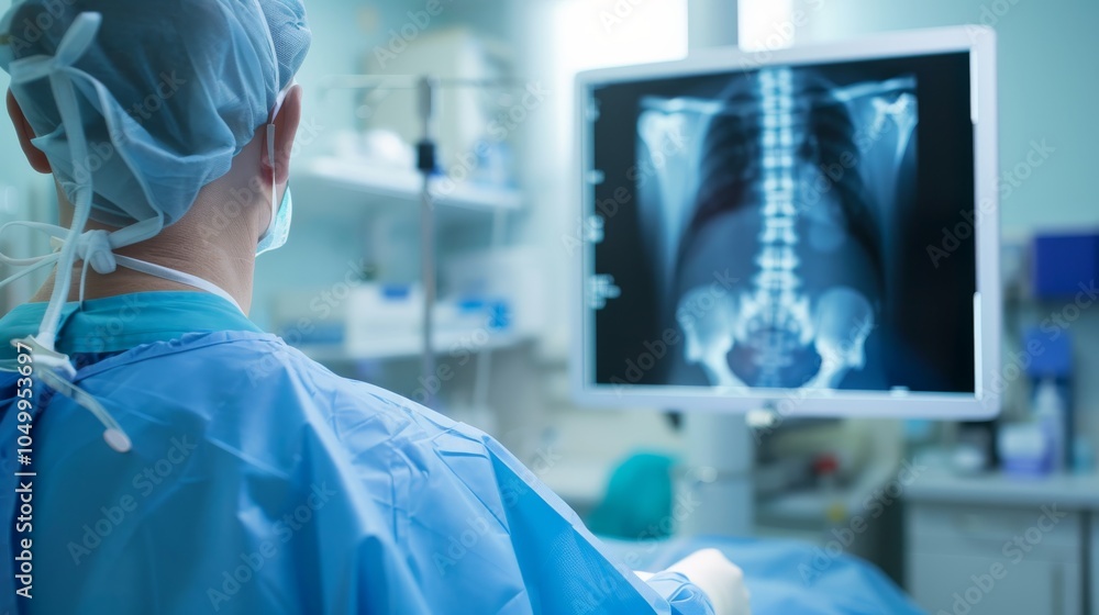 Aufkleber a detailed view of an orthopedic surgeon examining an x-ray image of a patient��s bone with focus on