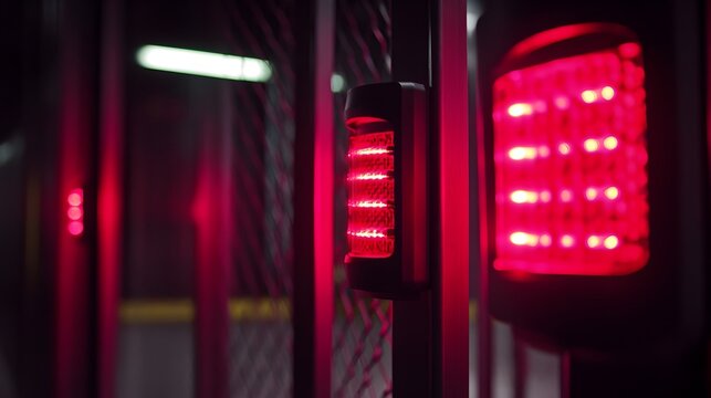 Detailed Scanning Gate Alarm System with Red Flashing Lights and Speakers for Security Monitoring