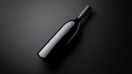 Fototapeta premium Elegant Black Wine Bottle on Dark Surface