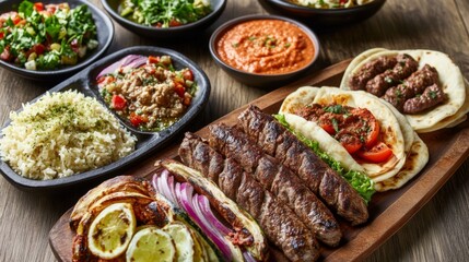 Obraz premium Vibrant Middle Eastern Cuisine with Fresh Ingredients