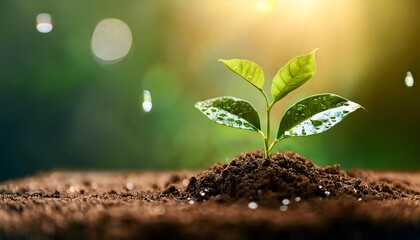 A little coffee tree sprout with soil isolated white background with clipping path