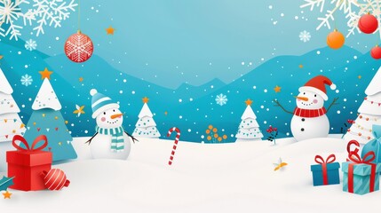 Abstract Cute Winter Landscape Illustration