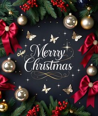 "Minimalist Christmas poster featuring colorful decor and ample copy space."






