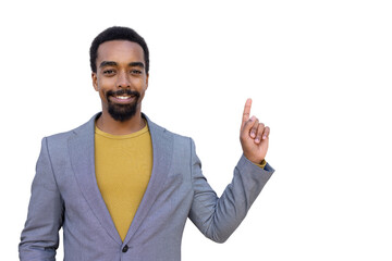 Confident young Black professional pointing forward