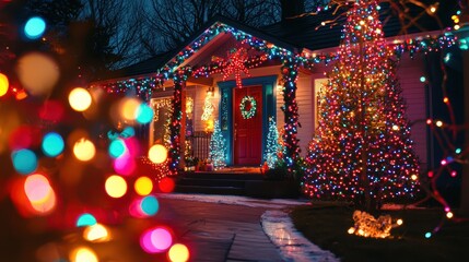 Fototapeta premium Magical Christmas Lights Shining in Bold Colors