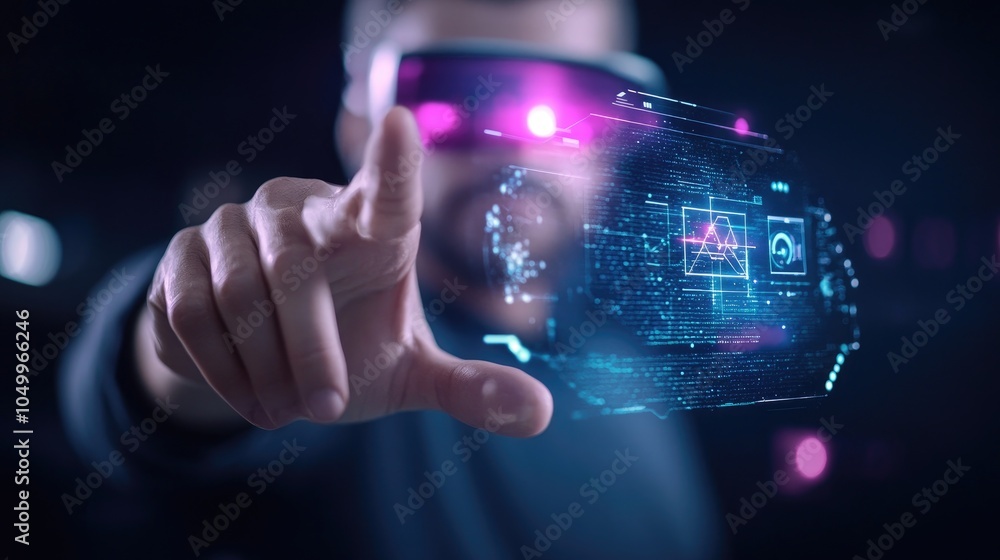 Poster innovative virtual reality interface in floating space