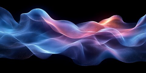 Fototapeta premium Abstract waves of light in blue and pink hues.