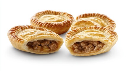 Delicious Meat Pies on a White Background