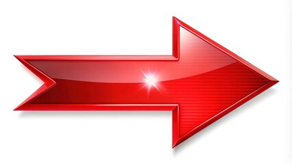 A bold red arrow on a white background, perfect for navigation, marketing, and graphic design projects, symbolizing direction and focus with visual clarity.