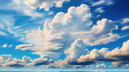 Fototapeta premium A breathtaking vista of endless blue sky, adorned with majestic clouds.