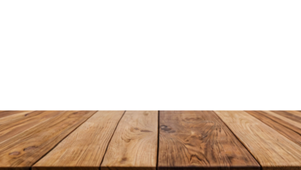 Empty wooden table with a smooth surface, ideal for displaying products. The backdrop is simple and neutral, perfect for showcasing items or presentations.