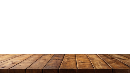 Empty wooden table with a smooth surface, ideal for displaying products. The backdrop is simple and neutral, perfect for showcasing items or presentations.