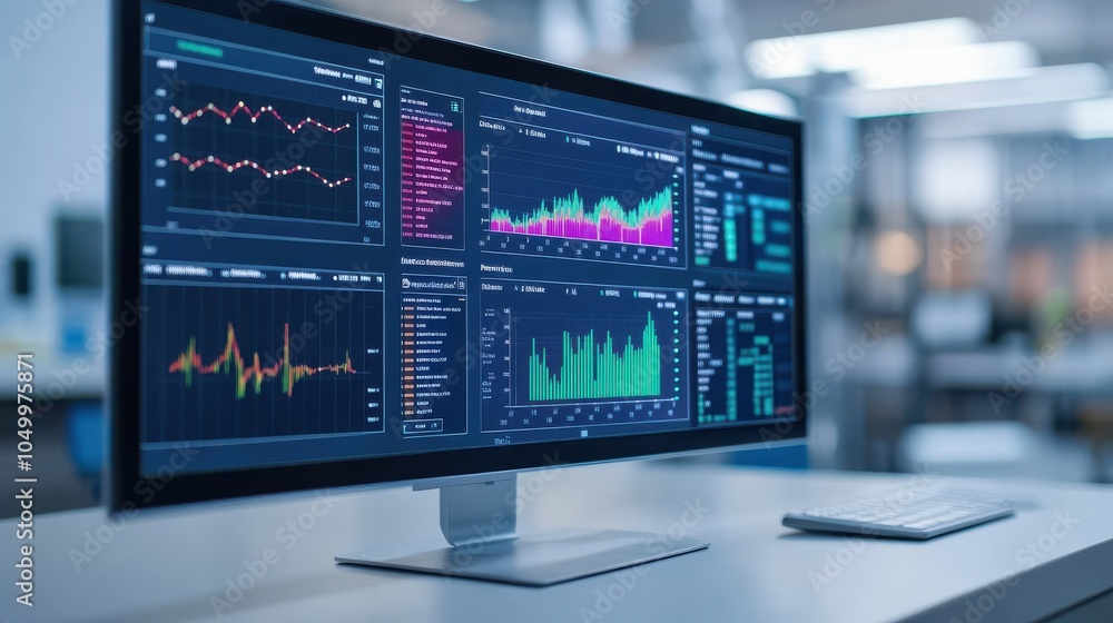 Aufkleber modern digital display of data and analytics trends