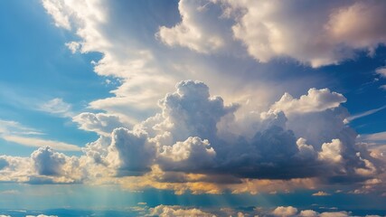 Fototapeta premium A vast, cottony expanse of cumulus clouds, sharp focus stretching to the horizon.