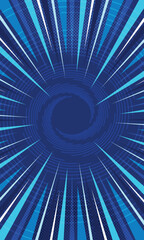 Abstract blue radial swirl stripes retro background