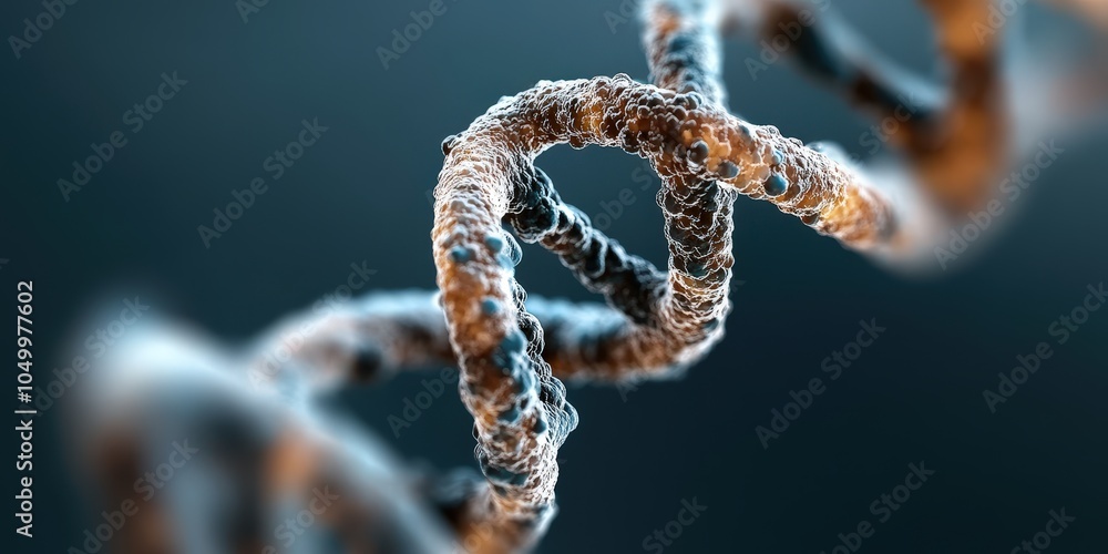 Poster close up macro image of dna double helix structure