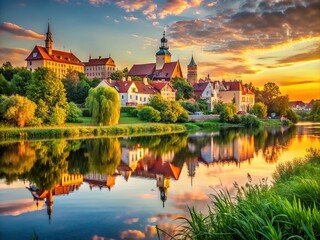 Fototapeta premium Capture Wolsztyn's beauty: Picturesque Polish landscapes through photography.