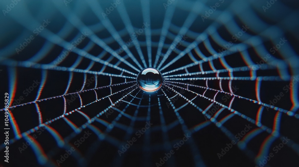 Aufkleber intricate spider web with dew drop reflection