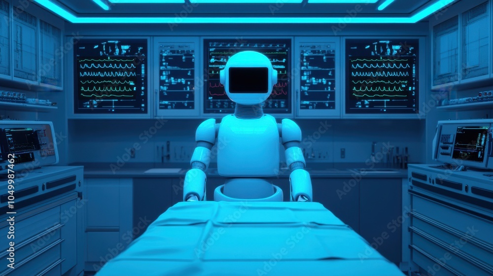 Aufkleber advanced android performing delicate surgery in high-tech setting
