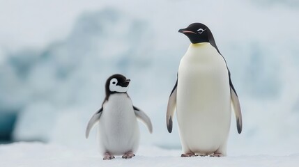 Obraz premium Baby Penguin Learning to Walk on Ice