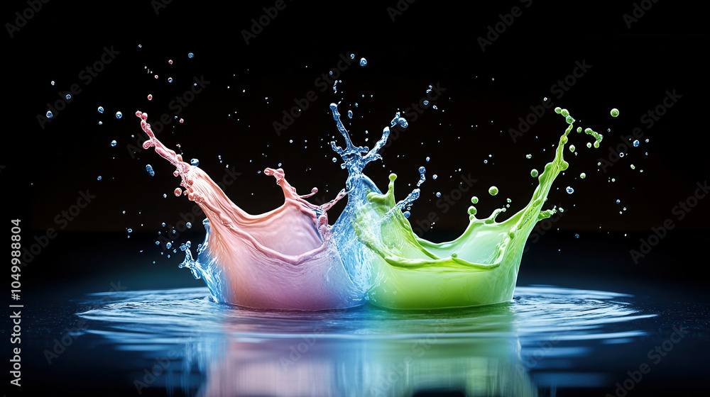 Aufkleber energetic splash effect with vibrant neon pink and lime green colors creating dynamic visual impact.