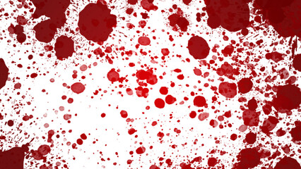 Red paint splashing on white background creating abstract design