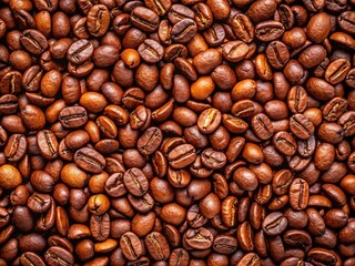 Obraz premium Rich, roasted coffee beans, a symphony of aroma and texture.