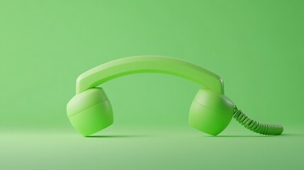 A minimalist image of a telephone isolated against a solid green background. The simple, clean lines of the phone stand out against the bold green, emphasizing communication and focus.