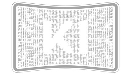 KI letters cut out on curved binary code wall on transparent background - 3D Illustration