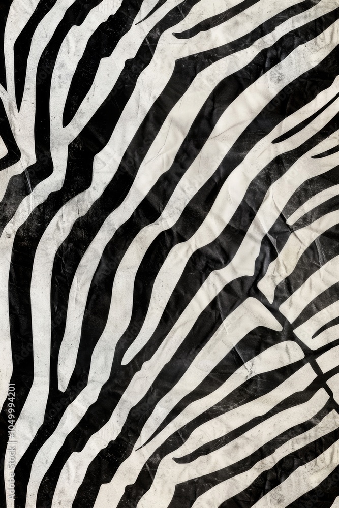 Poster zebra print is shown in black and white. the zebra print is very detailed and has a lot of texture. 
