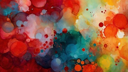 Vibrant red watercolor abstract, modern art with textured brushstrokes.
