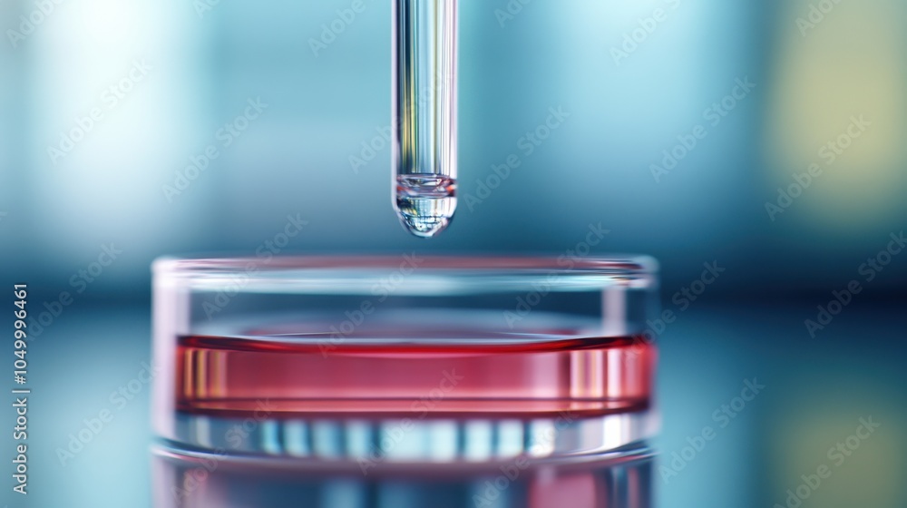 Poster clear fluid dripping from dropper in laboratory setting