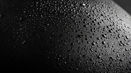 Close-Up of Drops on a Black Surface