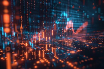 Fototapeta premium Business digital graph chart in stock trade market. Growth investment.