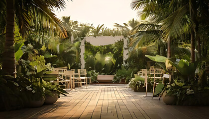 serene tropical setting serves neutral backdrop special occasions
