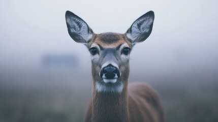 Obraz premium Early Morning Safari in Foggy Grasslands