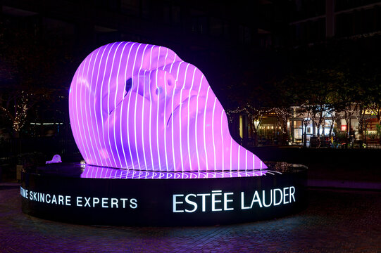 "Beauty Sleep," an illuminated sculpture by the Estee Lauder cosmetics company, at the Vivid Sydney Festival, Sydney, Australia. June 5, 2024