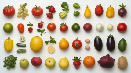 Colorful Arrangement of Fresh Fruits and Vegetables