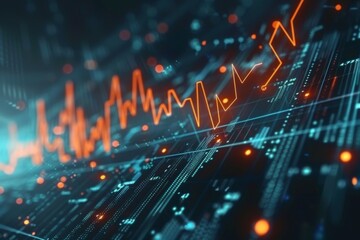 Obraz premium Business digital graph chart in stock trade market. Growth investment.