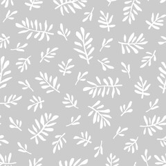 Vector seamless pattern with tropical branches. Cute botanical design for wrapping paper, textile, wallpaper and backgrounds.