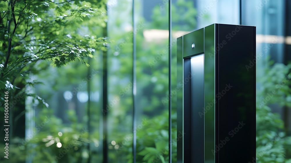 Aufkleber sleek modern security scanner gate with transparent glass panel and detection sensors