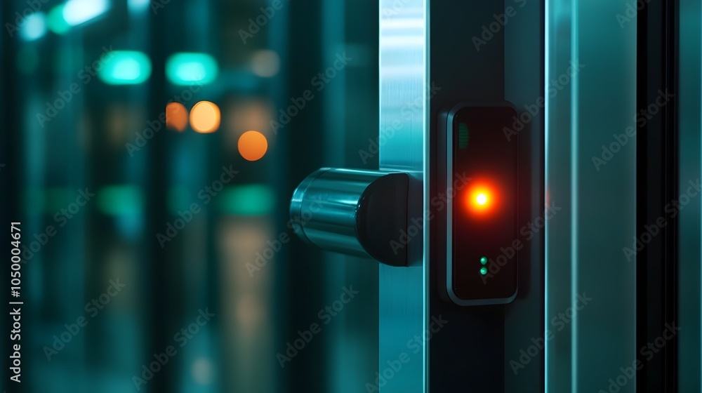 Poster close-up detailed view of rfid security scanner gate with precise sensor technology