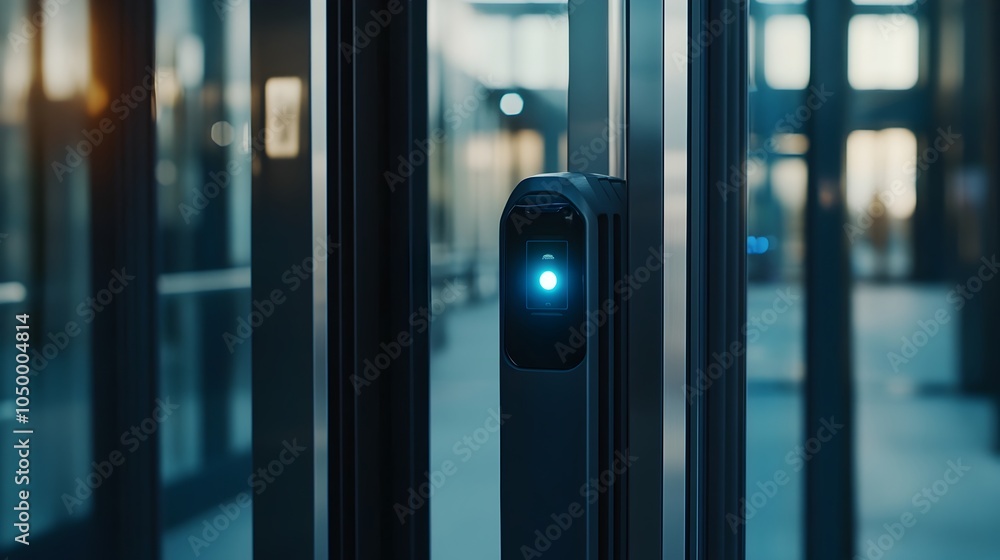 Aufkleber close-up of a precise rfid-powered scanner gate highlighting advanced security technology