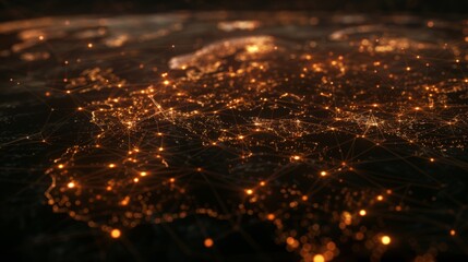 Dynamic digital world map with glowing network overlay illustrating global connectivity