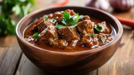 Rustic Goulash with Paprika and Herbs in Studio Lighting