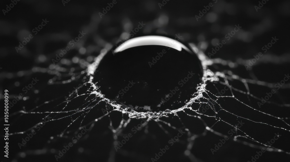 Aufkleber macro view of raindrop on spider web