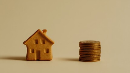 House and Coins Representing Financial Concept