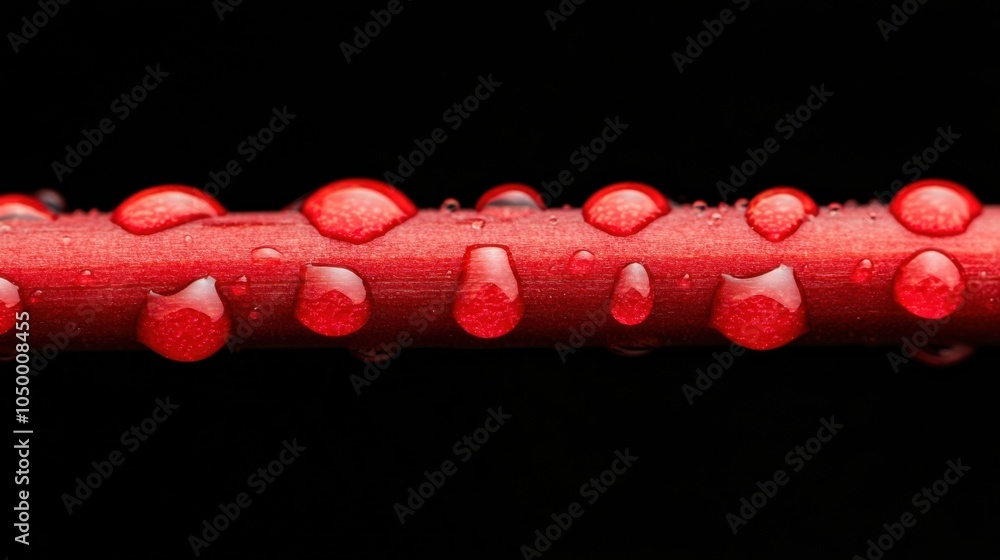 Poster macro view of droplets on a red stem