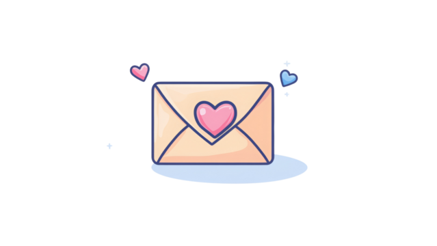 Cute Illustrated Envelope with Heart Design